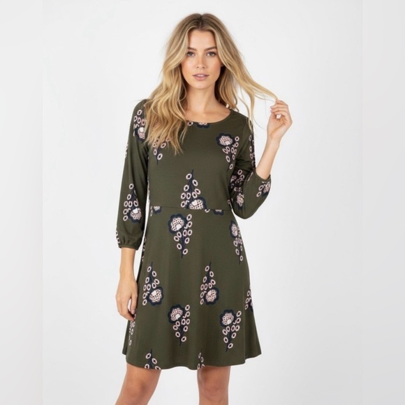 Boden Dresses & Skirts - Boden Lucille Floral Olive Green Long Sleeve Dress